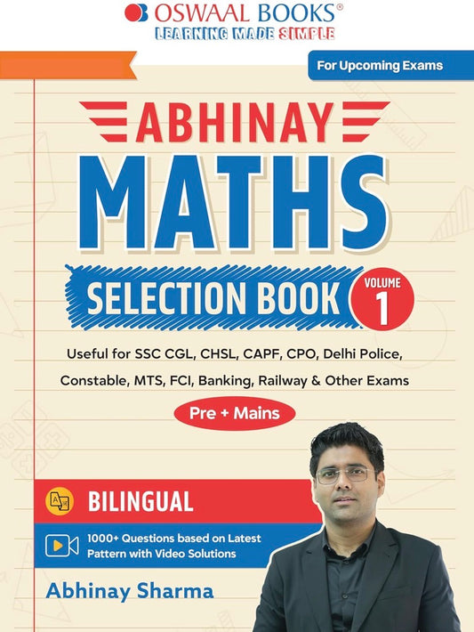 Abhinay Maths Selection Book – Vol. 1 Bilingual Workbook for SSC CGL, CHSL, CAPF & All Govt Exams[English Medium]
