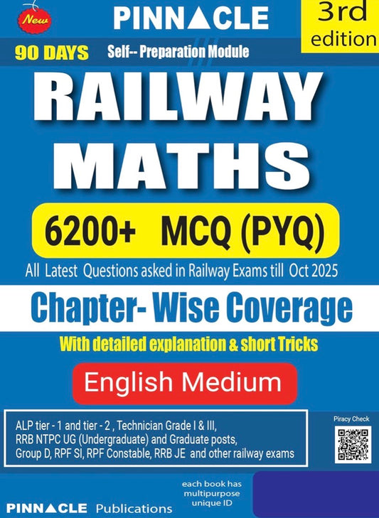 Pinnacle Railway Maths 6200+ MCQs(PYQ) Chapter Wise Coverage[English Medium]