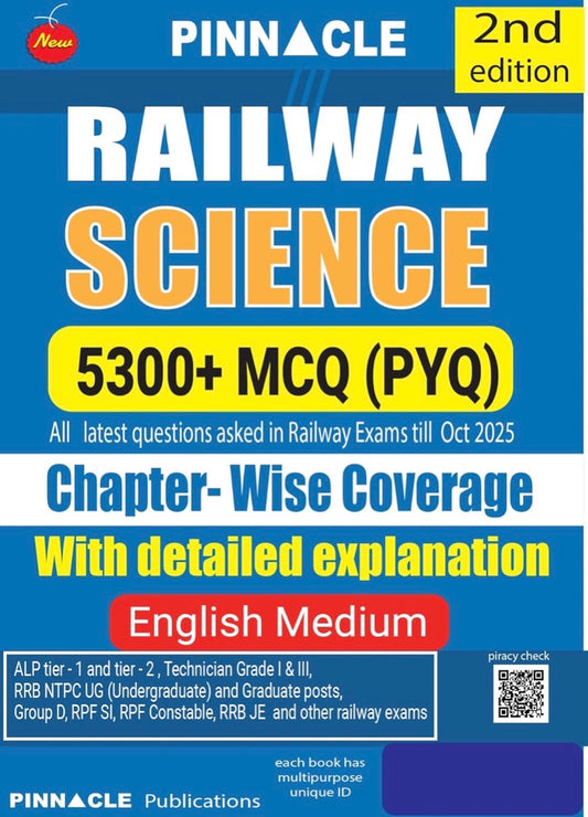 Pinnacle Railway Science 5300+ MCQs(PYQ) Chapter Wise Coverage[English Medium]