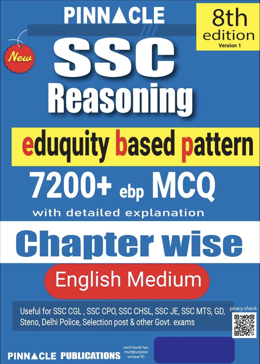 Pinnacle SSC Reasoning Chapter Wise With Detailed Explanations Useful for SSC CGL, CHSL & Other Exams[English Medium]