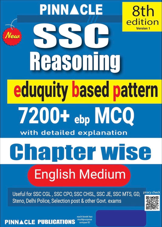 Pinnacle SSC Reasoning Chapter Wise With Detailed Explanations Useful for SSC CGL, CHSL & Other Exams[English Medium]