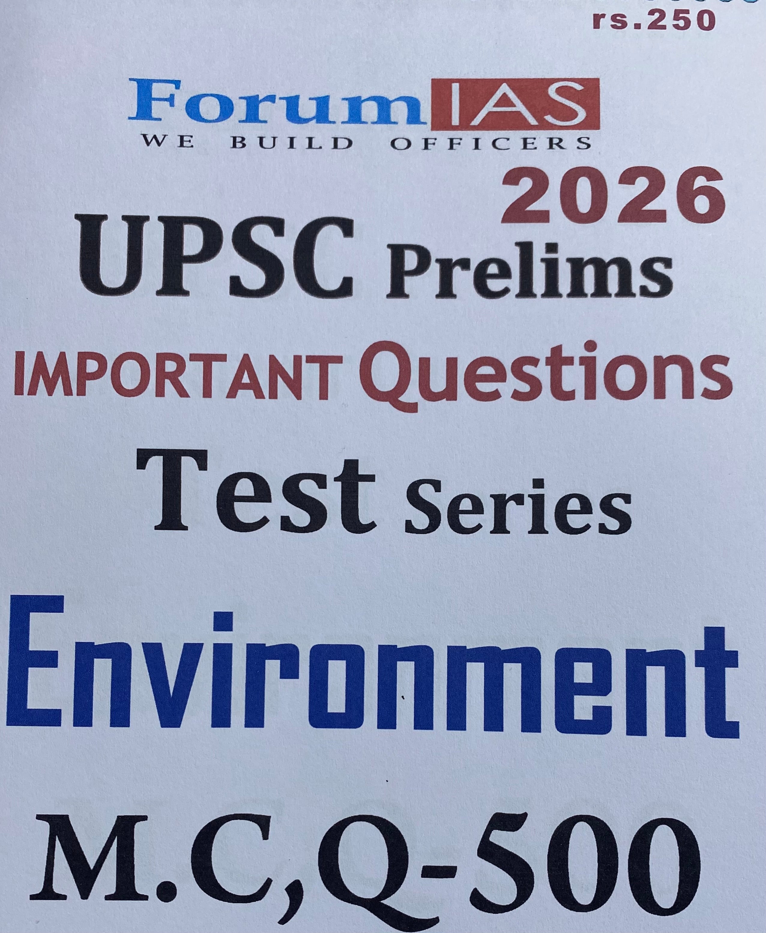 Forum IAS UPSC Prelims 2026 Important Questions Environment 500MCQs Xe ...
