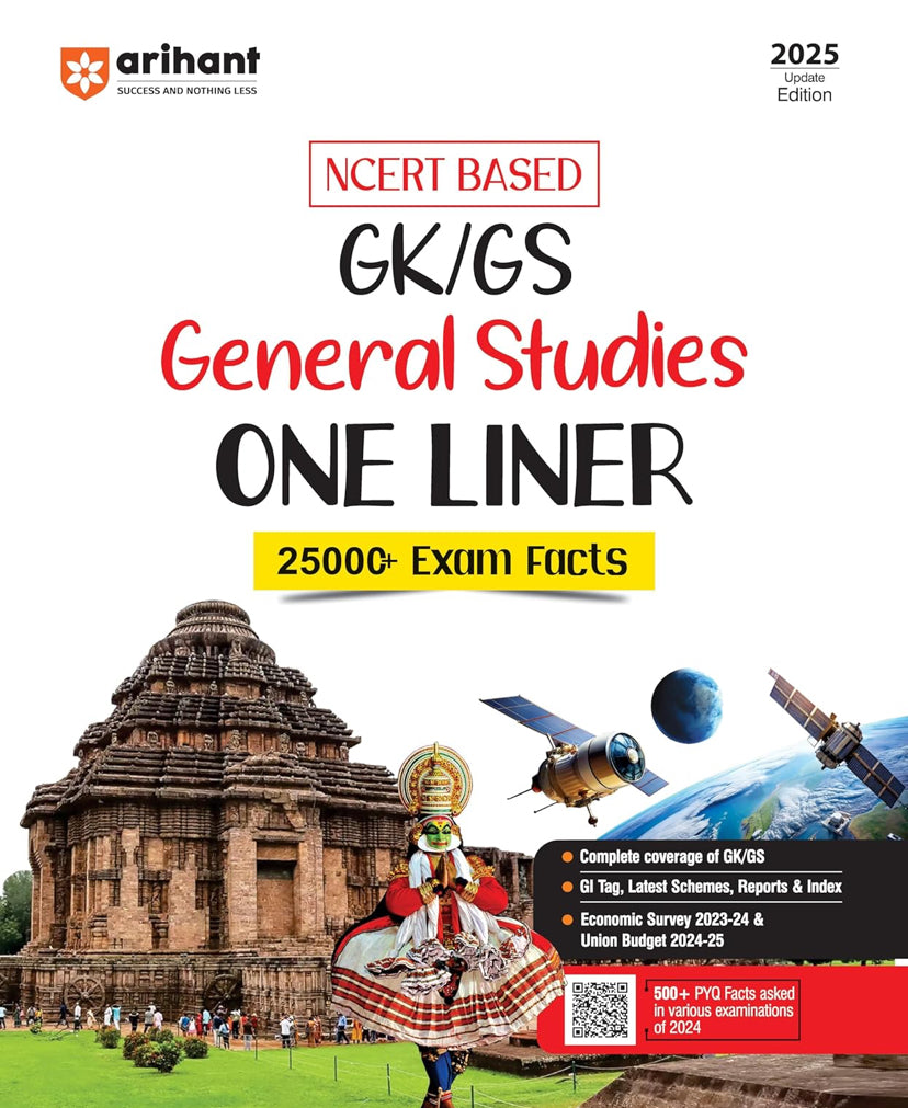 Arihant NCERT Based GK/GS General Studies One Liner, 25000+ Exam Facts Updated 2025Edition[English Medium]