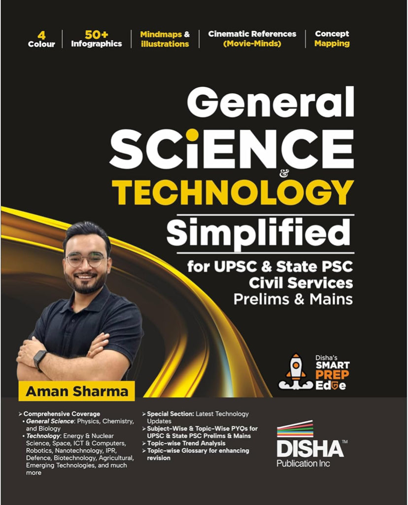 Disha General Science & Technology Simplified for UPSC & State PSC Civil Services Prelims & Mains By Aman Sharma[English Medium]