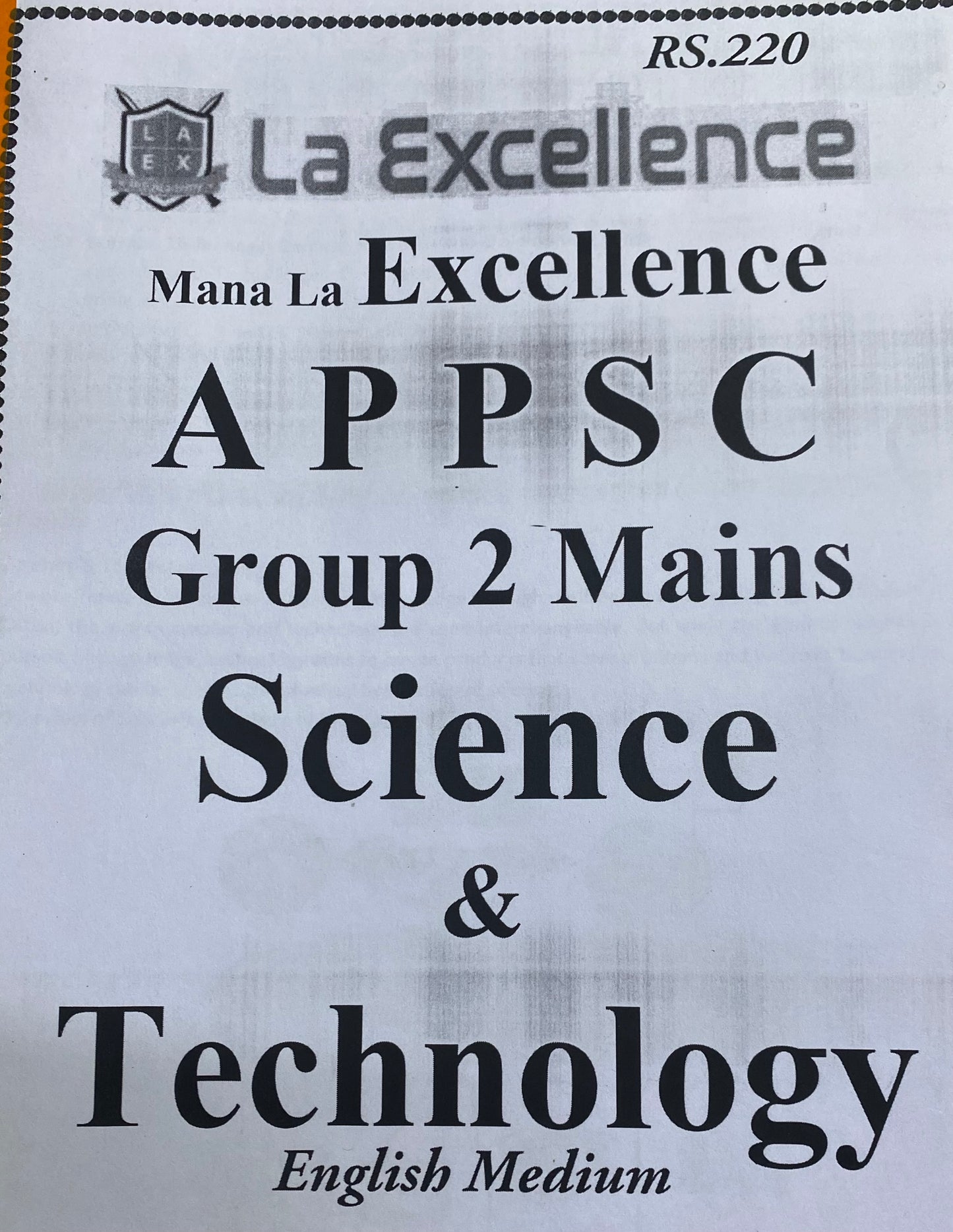 La Excellence APPSC Group 2 Mains Science & Technology Xerox Printed Material[English Medium]PHOTOCOPY