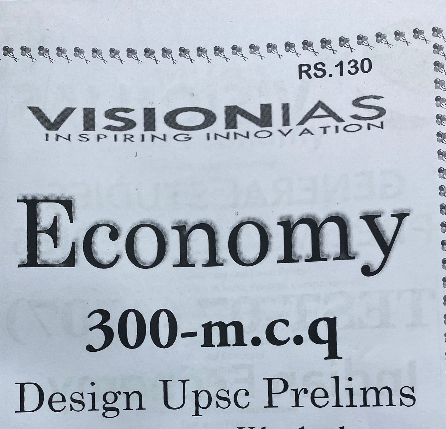Vision IAS 300 MCQS ECONOMY For UPSC PRELIMS 2025 Exam Xerox Printed Material[English Medium]PHOTOCOPY