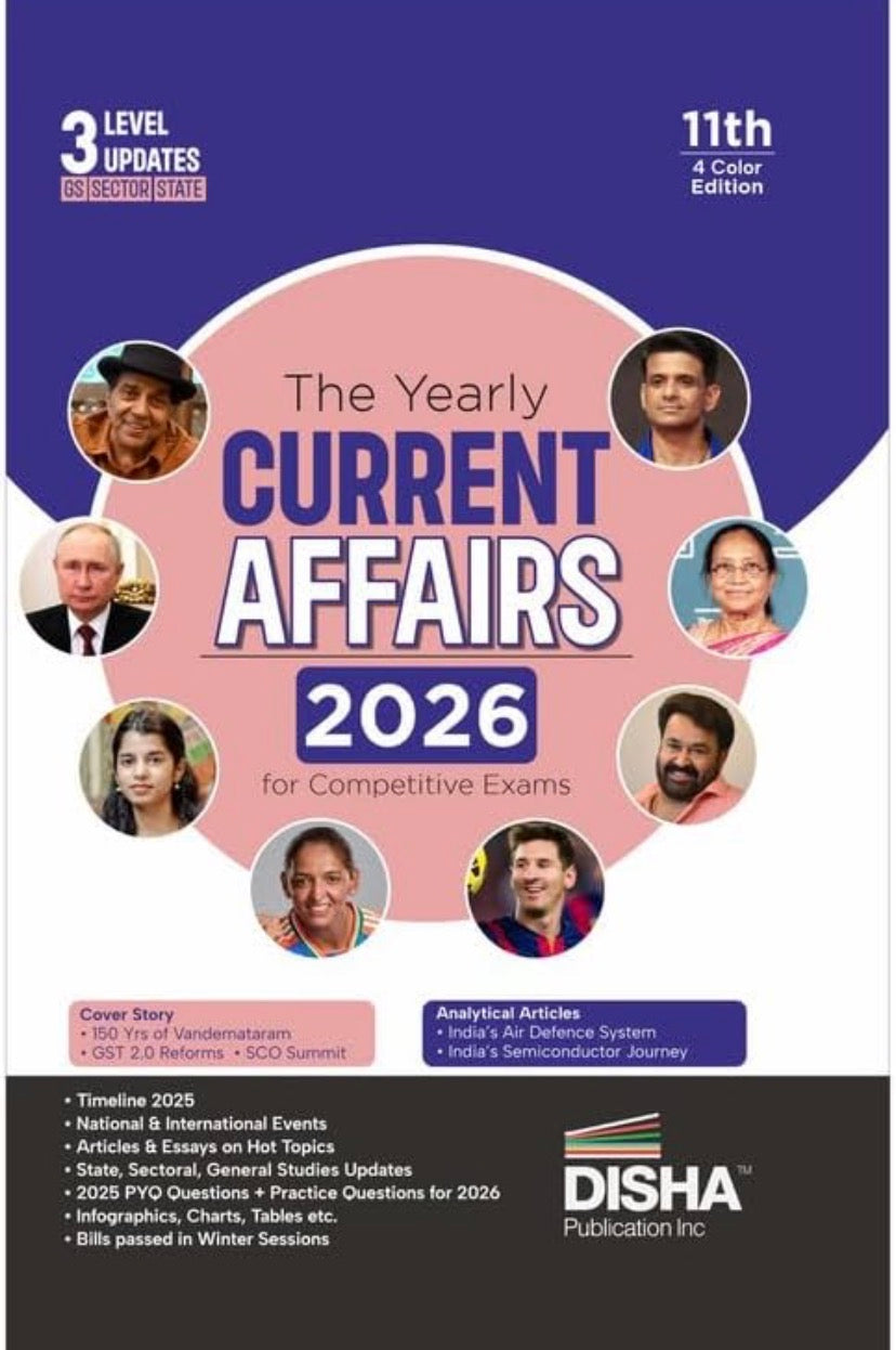 Disha The Yearly Current Affairs 2026 for Competitive Exams[English Me ...