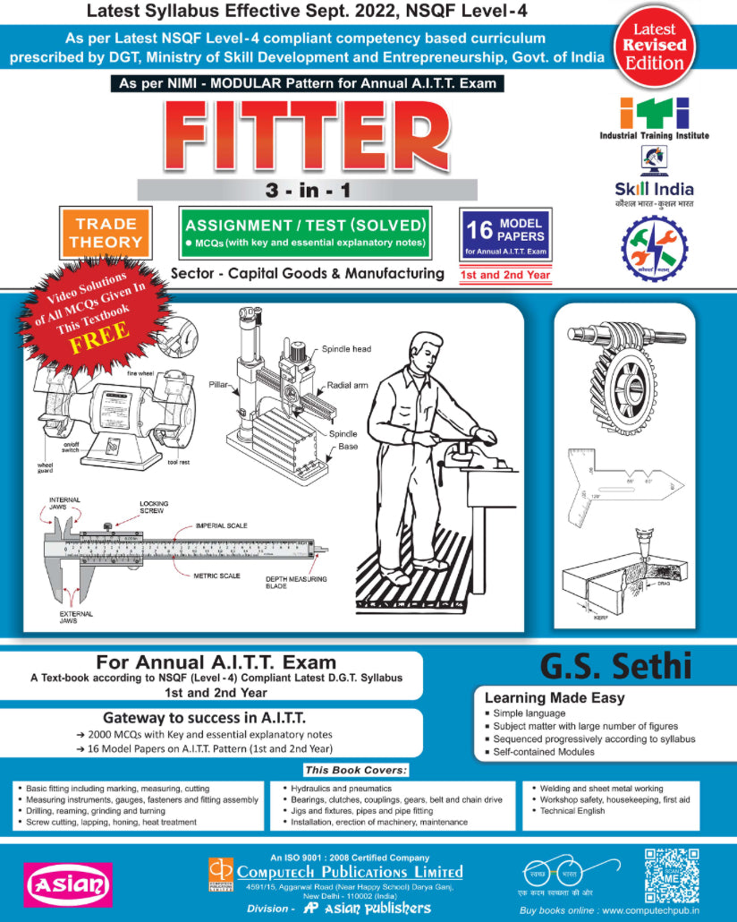 Fitter 3-In-1 Trade Theory (NSQF 4) By G.S. Sethi & Balbir Singh [English Medium]Asian