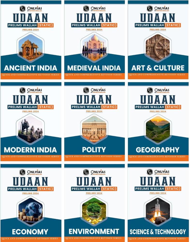 Only IAS UDAAN (Static) For Prelims 2024 | Set Of 9 Booklets for UPSC Civil Services Preparation 2024[English Medium]2024Ed