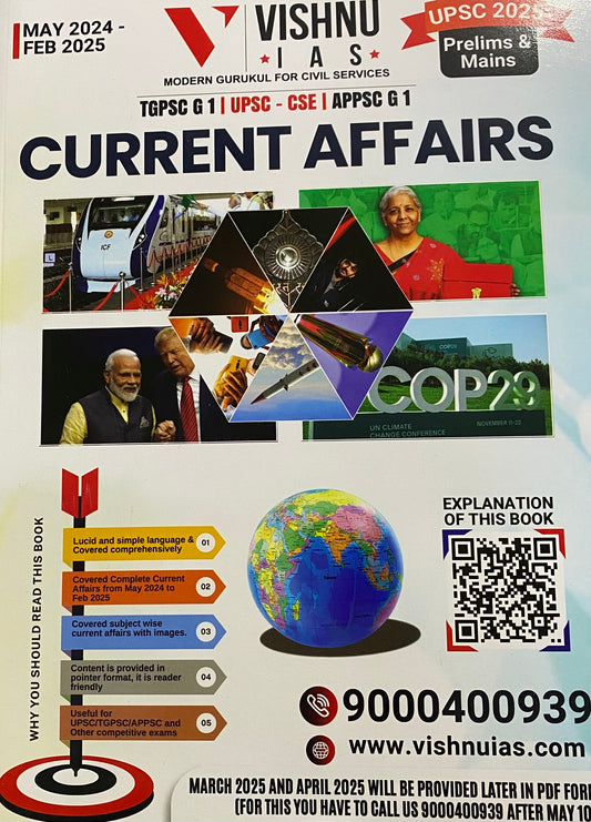 Vishnu IAS Current Affairs May 2024 to Feb 2025 For UPSC,TGPSC & APPSC Exams[English Medium]2025Ed
