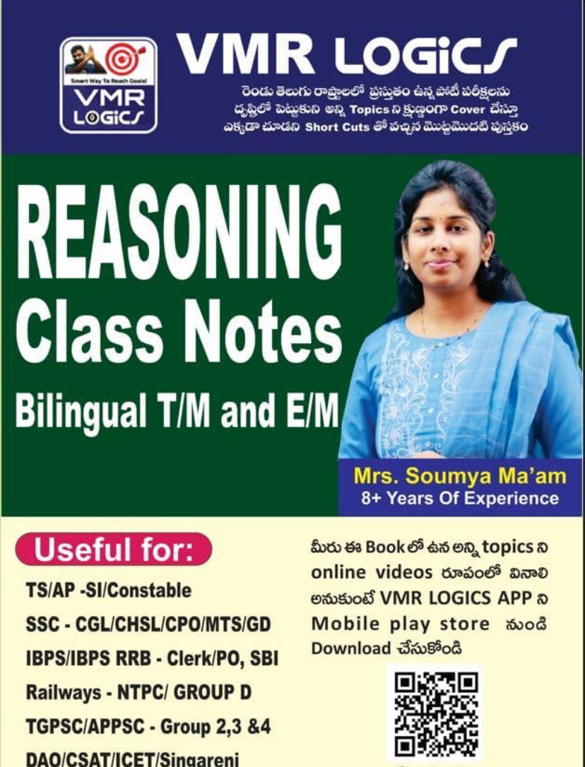 VMR Logics Reasoning Class Notes By Soumya Madam Bilingual 2025 Edition[English Medium & Telugu Medium]2025Ed