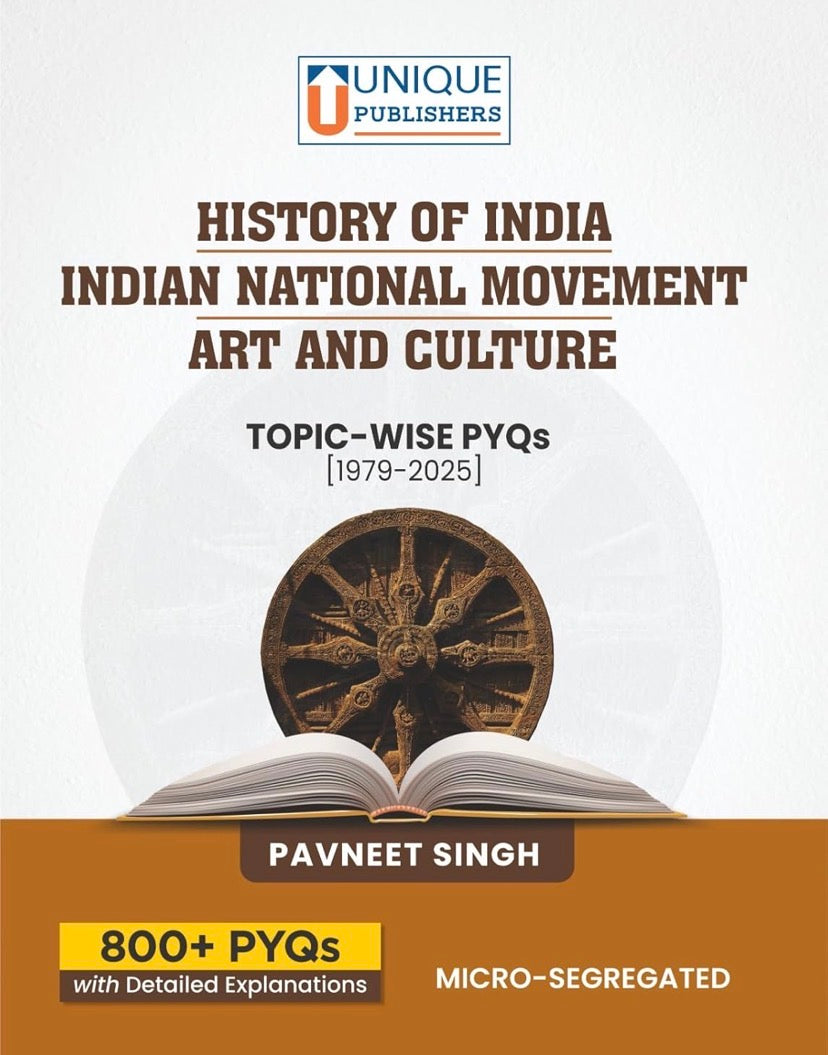 Unique Sparkle History of India, National Movement, Art & Culture Topic Wise PYQs (1979–2025) By Pavneet Singh[English Medium]