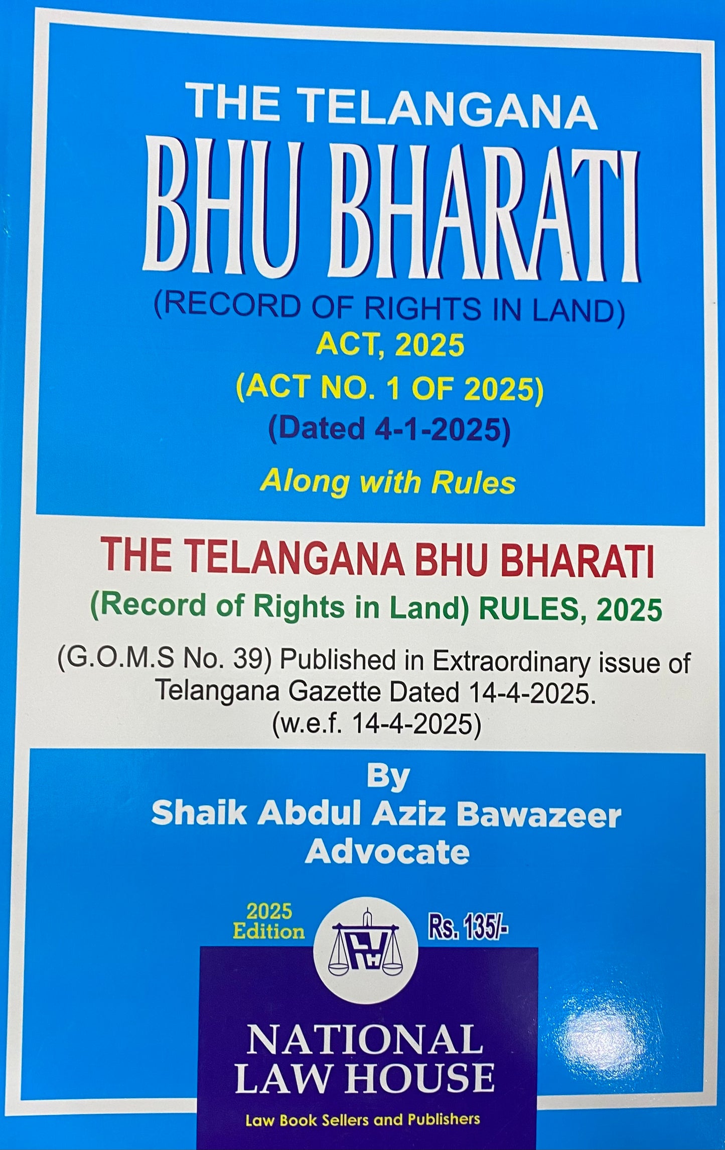 The Telangana BHU BHARATI Act 2025  By National Law House[English Medium]2025Ed