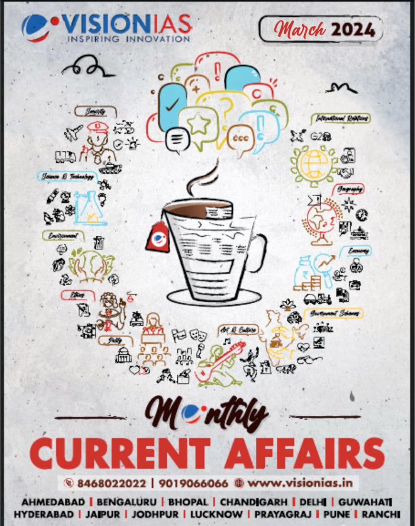 Vision IAS Current Affairs March 2024 PHOTOCOPY[English Medium] Xerox Photcopy Printed Material