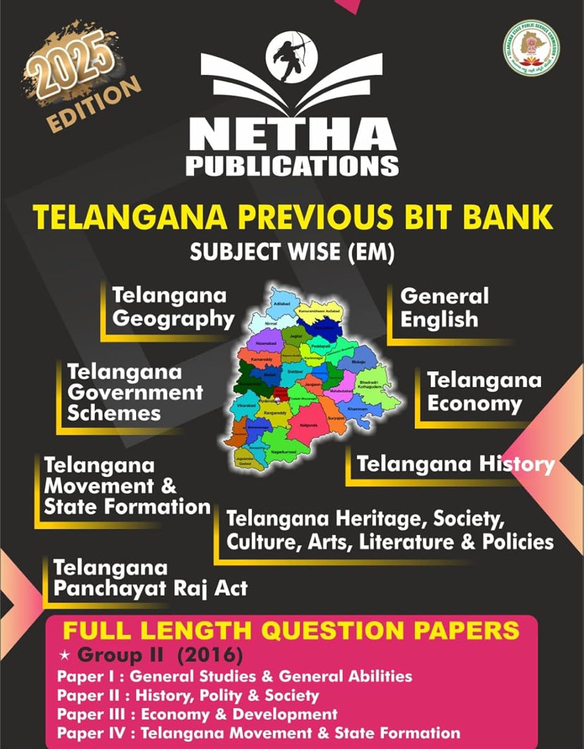 Telangana Previous Bit Bank Subject Wise By NETHA Publications[English Medium]2025Ed