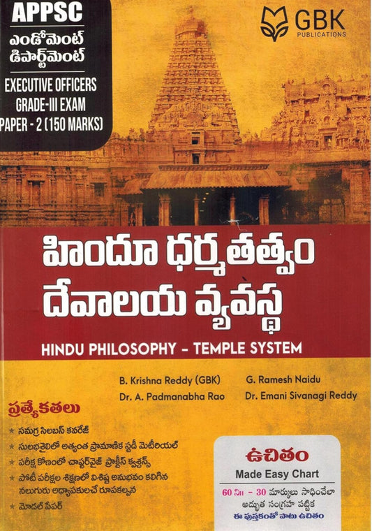 GBK APPSC Endowment Department Grade III Paper - II Hindu Philosophy - Temple System [Telugu Medium]