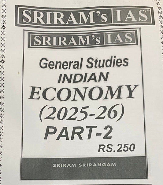 Sriram IAS General Studies Indian Economy Part -2 2025-2026[English Medium]Xerox Printed Material