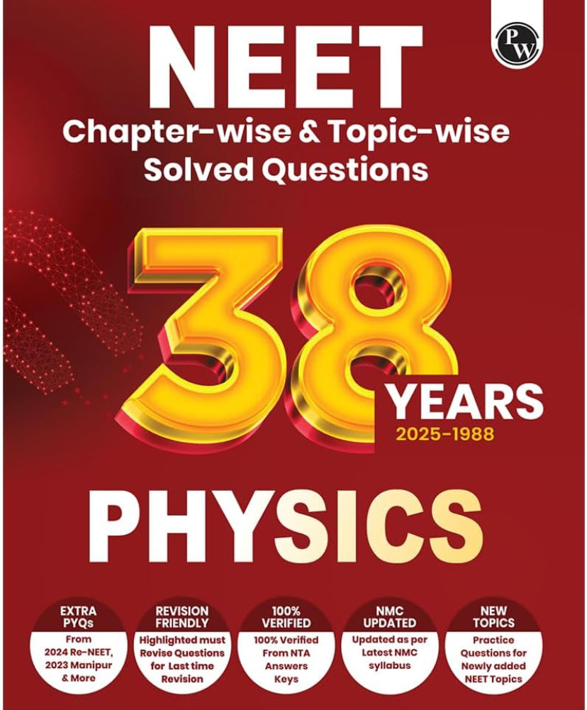 PW 38 Years NEET Previous Year Solved Question Papers Physics PYQ (2025 - 1988) For NEET Exam 2026[English Medium]