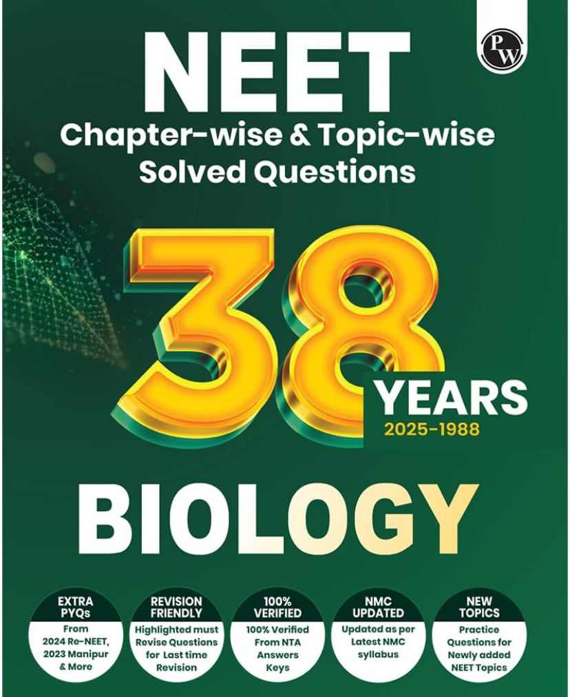 PW 38 Years NEET Previous Year Solved Question Papers Biology PYQ (2025 - 1988) For NEET Exam 2026[English Medium]