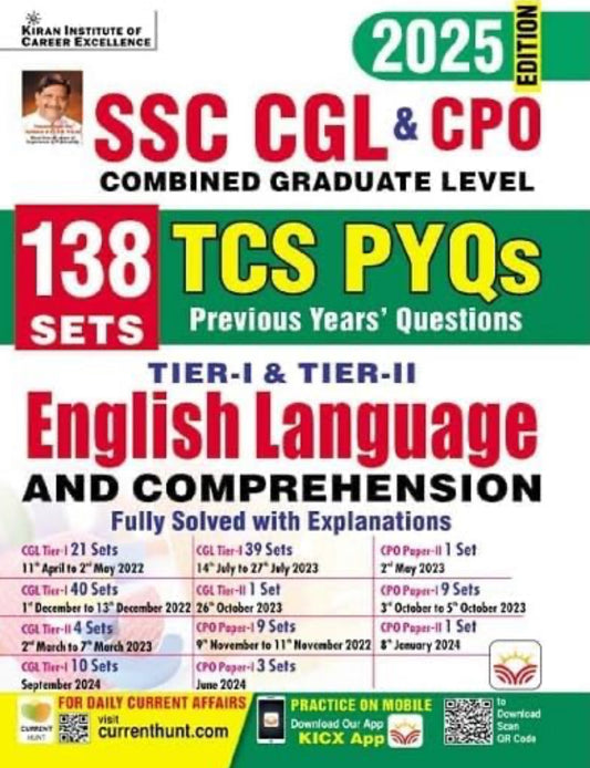 Kiran’s SSC CGL & CPO Tier 1 &Tier 2 English Language and Comprehension TCS PYQs[English Medium]