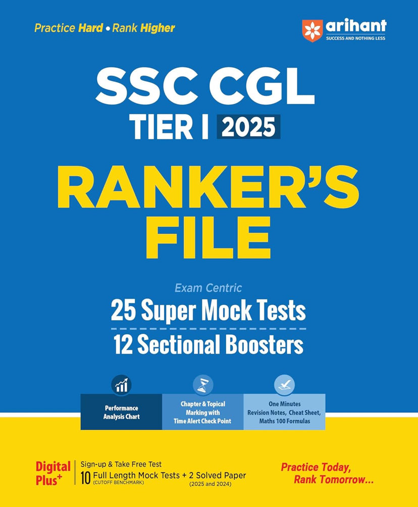 Arihant SSC CGL Tier 1 2025 Ranker’s File 25 Super Mock Tests + 12 Sectional Boosters[English Medium]