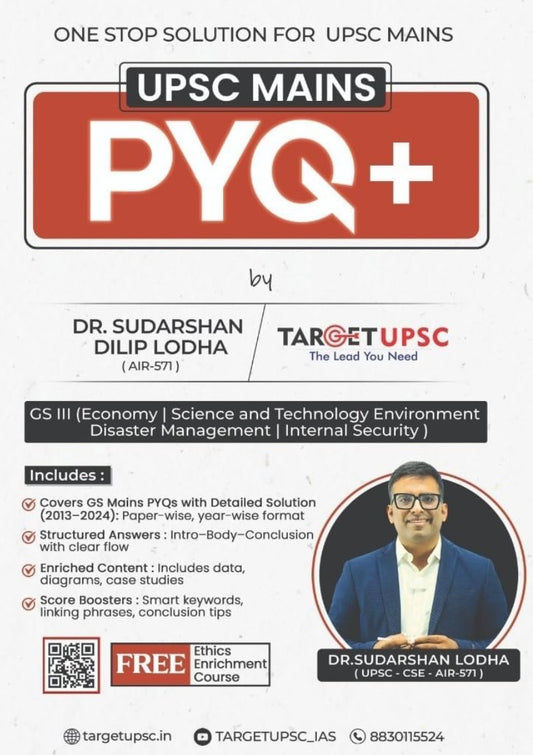 Target UPSC  GS - 3 (Economy,Science And Technology Environment Disaster Management,Internal Security)UPSC Mains PYQ+ By Sudarshan Lodha[English Medium]
