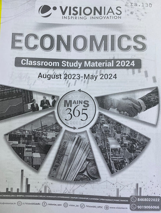 VISION IAS PT MAINS 365 Economics August 2023 to May 2024 Study Material Xerox Printed Material[English Medium]PHOTOCOPY