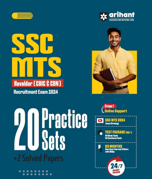 Arihant SSC MTS (Hawaldar CBIC & CBN) Recruitment Exam 2024 20 Practice Sets +2 Solved Papers[English Medium]2024Ed