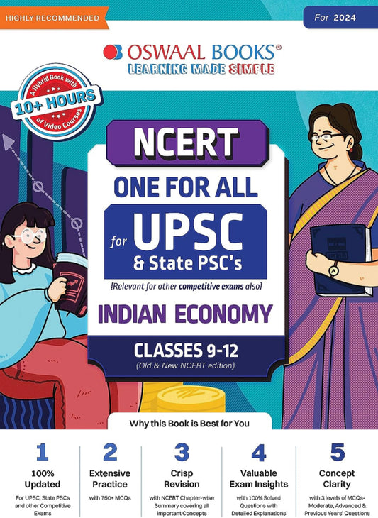 Oswaal NCERT One For All Book for UPSC and State PSC's Indian Economy Classes 9 to 12 (Old and New NCERT Edition) (For 2024 Exam)