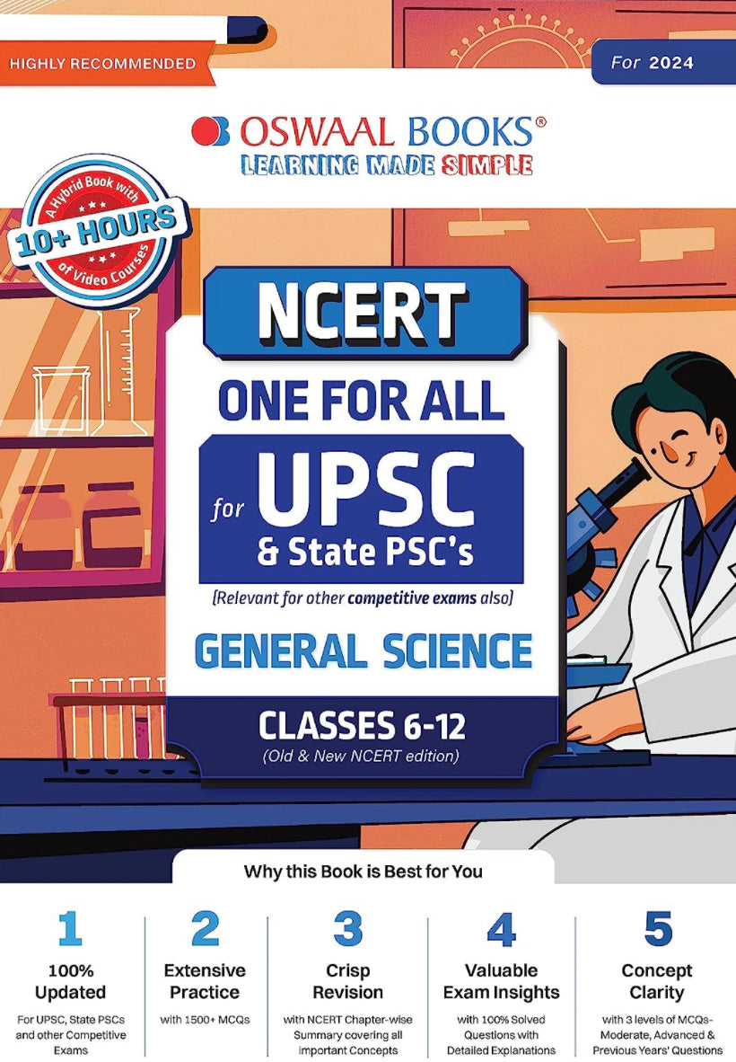 Oswaal NCERT One For All Book for UPSC and State PSC's General Science Classes 6 to 12 (Old and New NCERT Edition) (For 2024 Exam)
