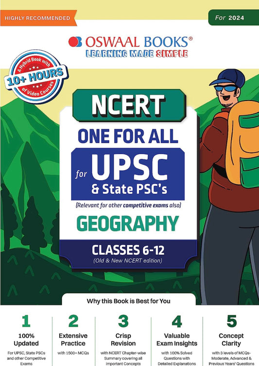 Oswaal NCERT One For All Book for UPSC & State PSC's Geography Classes-6 to 12 (Old & New NCERT Edition) (For 2024 Exam)