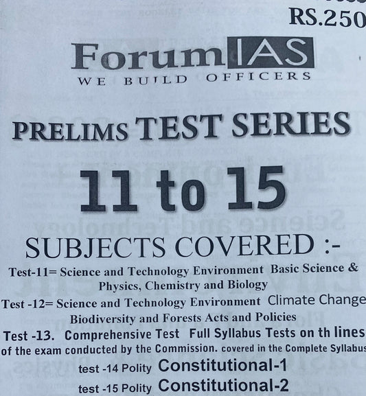 Forum IAS Prelims 2026 Test Series Tests 11-15 Xerox Printed Material[English Medium]