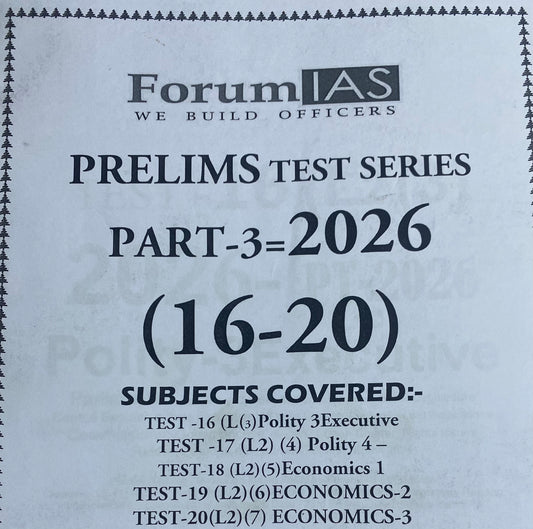 Forum IAS Prelims 2026 Test Series Tests 16-20 Xerox Printed Material[English Medium]