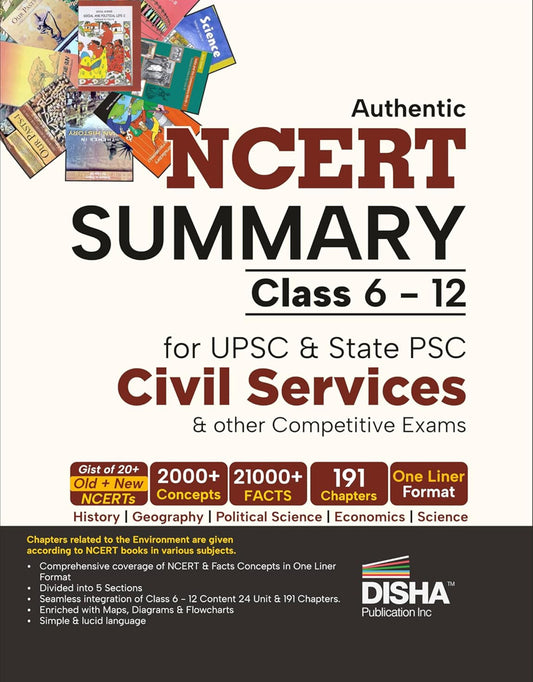 Disha Authentic NCERT Summary (Class 6 to 12) for UPSC & State PSC Civil Services & other Competitive Exams[English Medium]