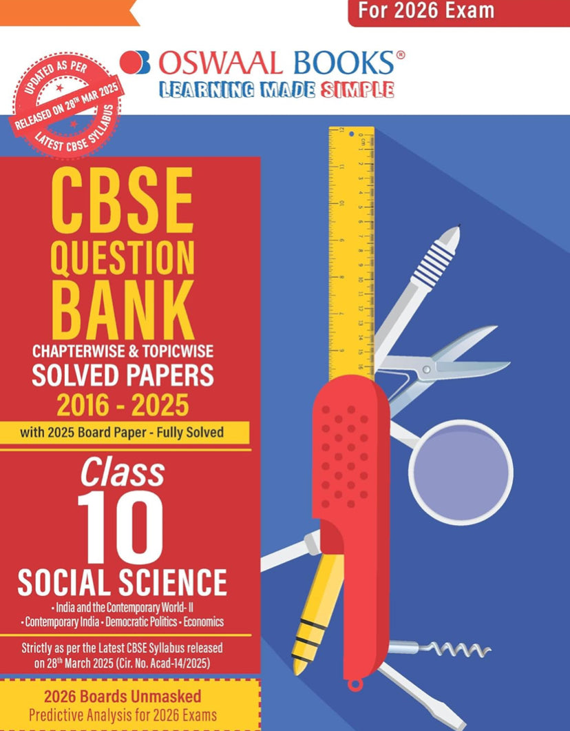 Oswaal CBSE Question Bank Class 10 Social Science Chapter-wise and Topic wise Solved Papers[English Medium]