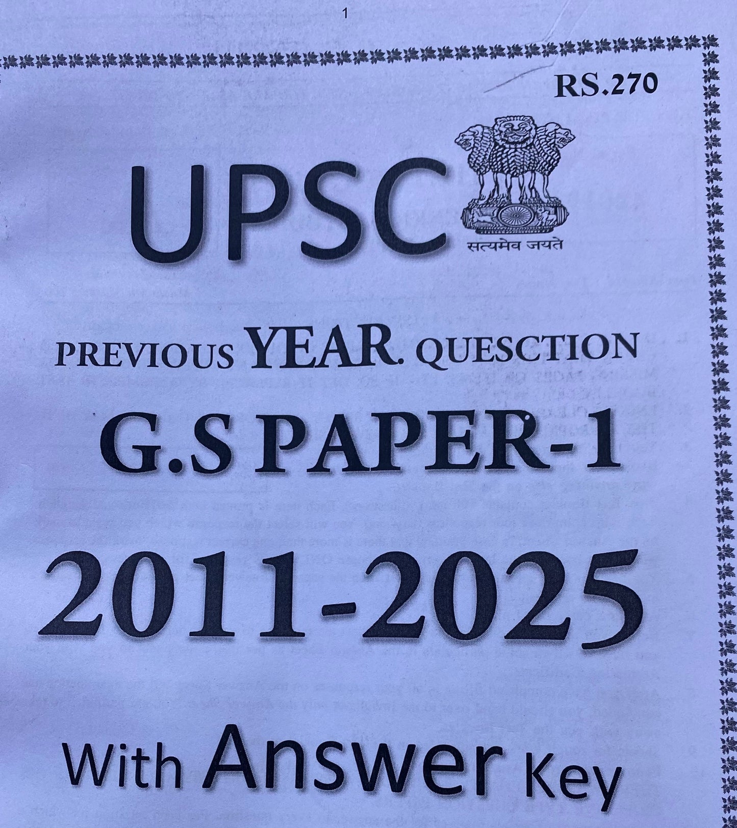 UPSC GS Previous Year Question With Answer Key (2011-2025) Xerox Printed Material [English Medium]PHOTOCOPY