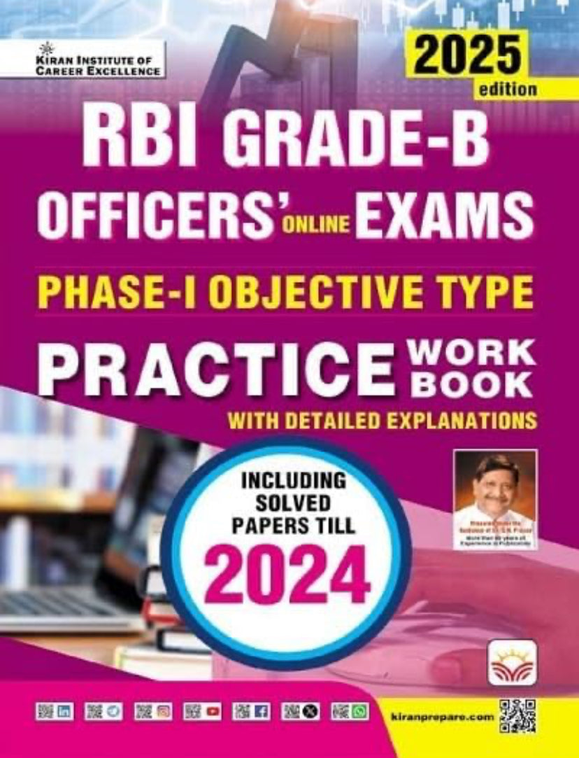 Kiran’s RBI Grade B Officers Exam Phase 1 Objective Type Practice Work Book Including Solved Papers 2025 [English Medium]