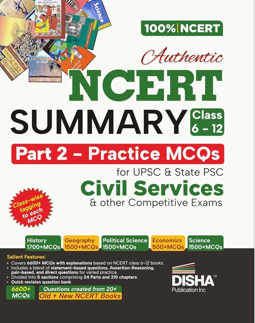 Disha Authentic NCERT Summary (Class 6 to 12) Part 2 - Practice MCQs for UPSC & other Competitive Exams[English Medium]