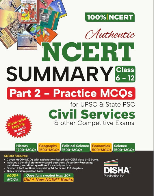Disha Authentic NCERT Summary (Class 6 to 12) Part 2 - Practice MCQs for UPSC & other Competitive Exams[English Medium]