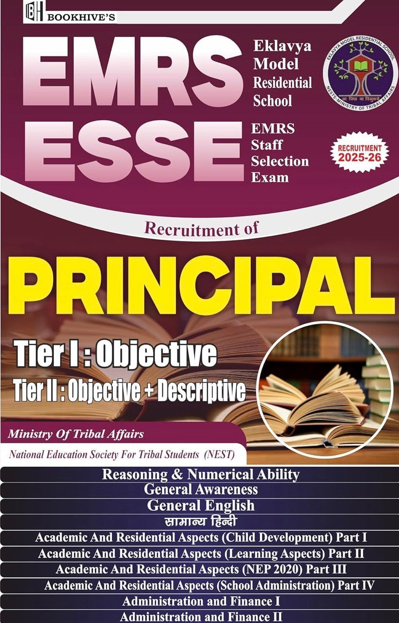 BOOKHIVE’S EMRS ESSE Principal, Tier 1 & 2, Eklavya Model Residential School EMRS Staff Selection Exam (Set of 10 Books)[English Medium]