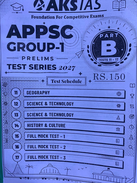 AKS IAS APPSC Group -1 Prelims Test Series 2027 Xerox Printed Material Part B[English Medium]