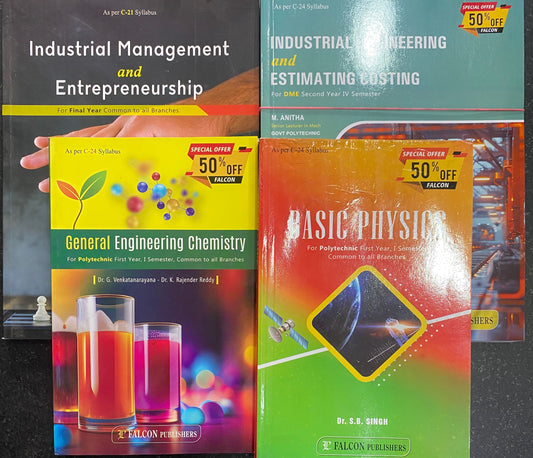 Falcon Basic Physics, General Engineering Chemistry, Industrial Engineering Estimating & Costing, Industrial Management & Entrepreneurship 4 Book Set Useful For APPSC Industrial Promotion Officer IPO[English Medium]