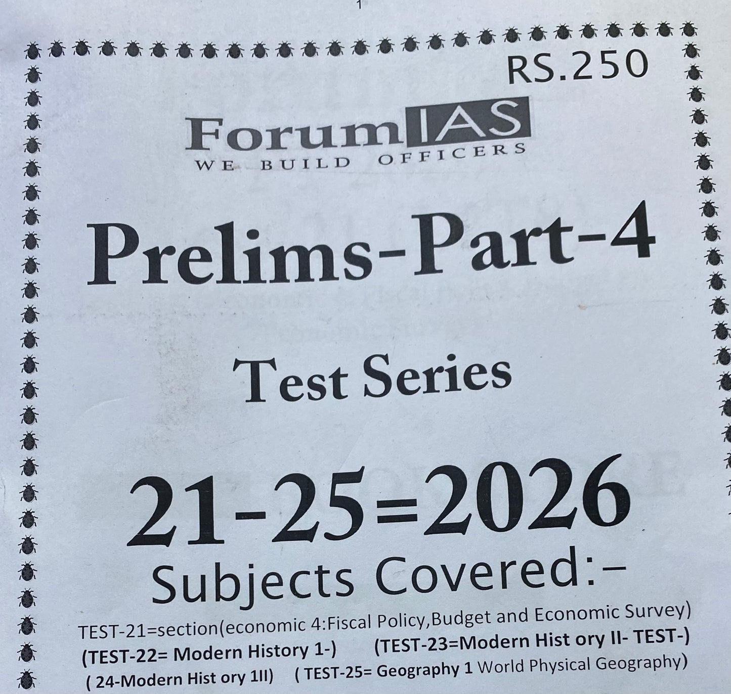 Forum IAS Prelims 2026 Test Series Tests 21-25 Xerox Printed Material[English Medium]