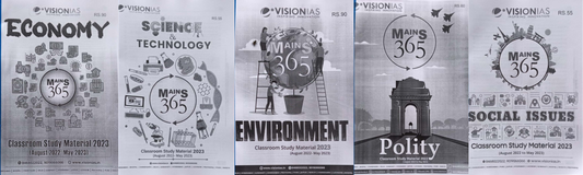 Vision IAS Mains 365 Social Issues,Science & Technology,Economy,Polity,Environment August 2022-May 2023Combo Set[English Medium]Xerox Printed Material