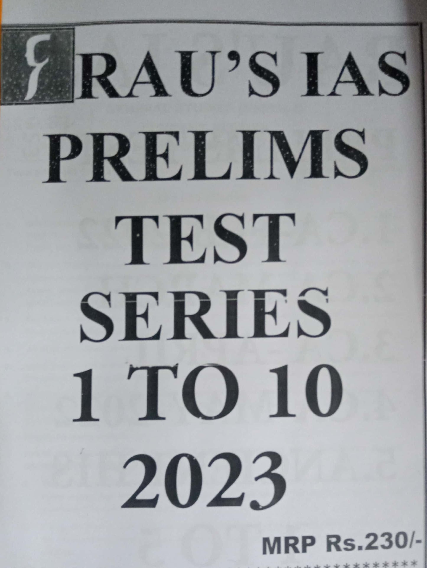 RAU's IAS Prelims Test Series 1-10 2023[English Medium]Xerox Printed Material