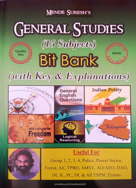 Mende Suresh General Studies Bit Bank(With Key & Explainations)[English Medium]Feb 2023 Ed