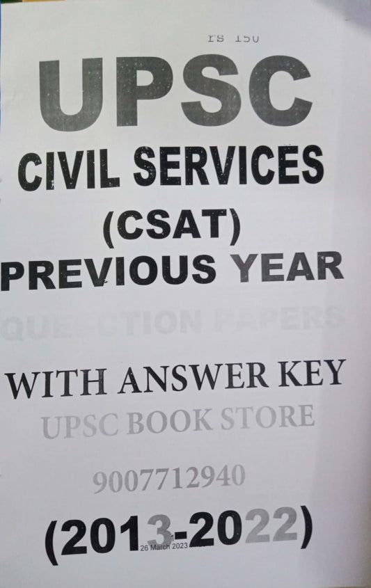 UPSC Previous Years 2013-2022 CSAT Papers[English Medium] Xerox Printed Material
