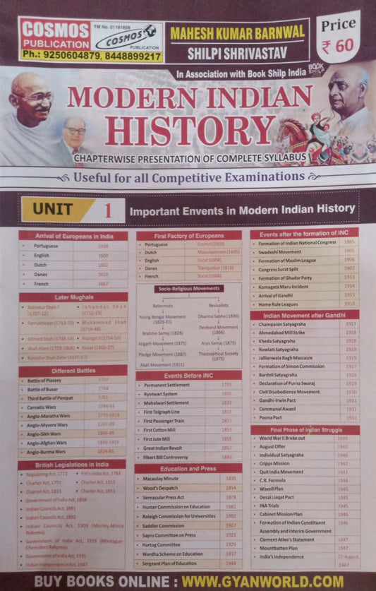 COSMOS Modern Indian History Chart Format[English Medium]