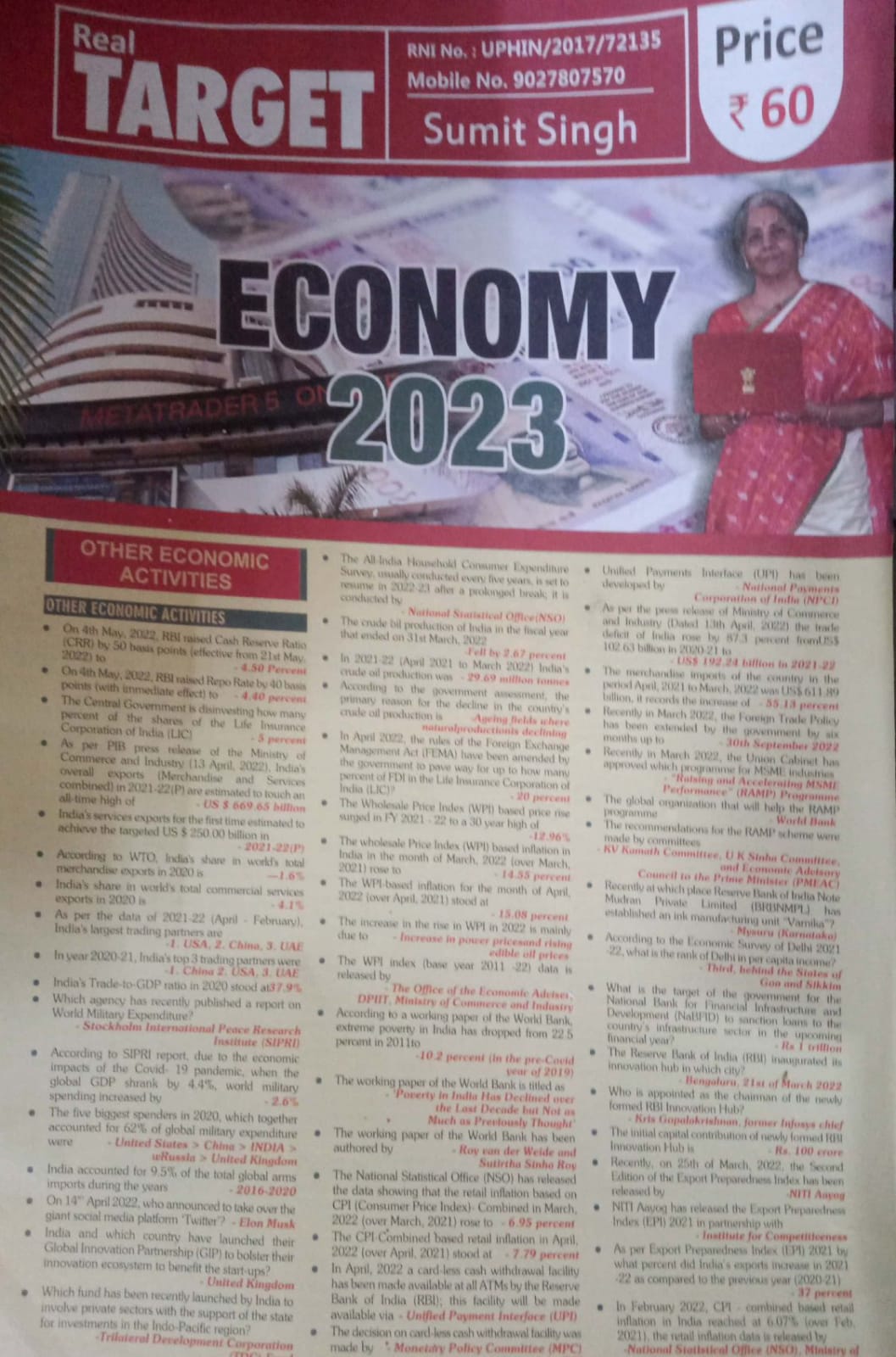 Real Target Economy 2023 Chart Format by Sumit Singh[English Medium]