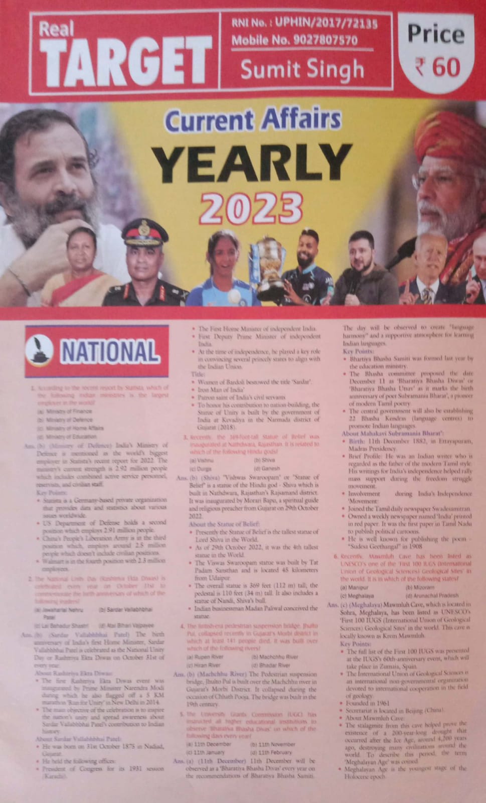 Real Target Current Affairs Yearly 2023 Chart Format by Sumit Singh[English Medium]